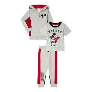 Disney Mickey Mouse Baby Hoodie, Short-Sleeve T and Joggers, 3-Piece Outfit Set